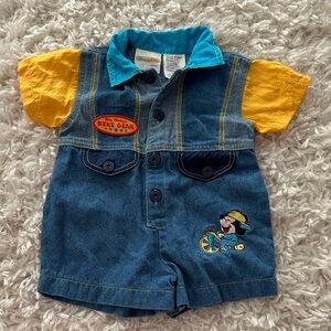 Disney Blue and Yellow Mickey Mouse Denim Romper